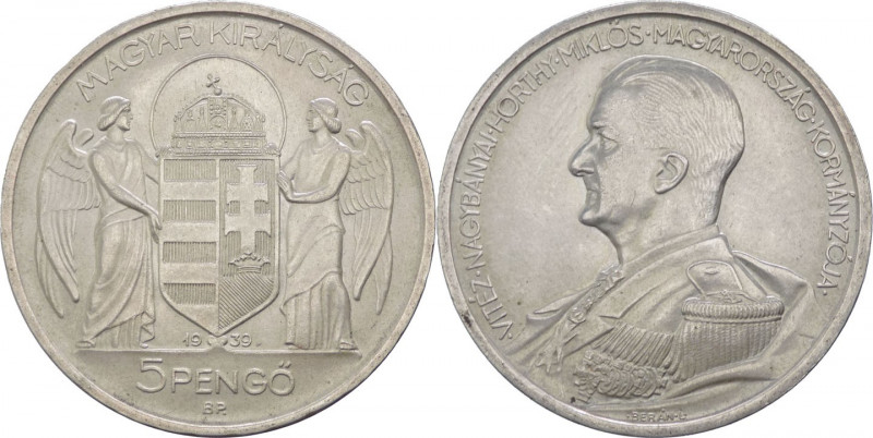 Ungheria - reggenza di Miklos Horthy (1920-1944) - 5 pengo 1939 - KM# 517 - Ag
...