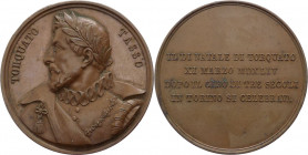 Italia - Medaglia emessa nel 1844 comemmorativa del terzo centenario della nascita di Torquato Tasso (1544-1595) poeta e scrittore - Opus G.Ferraris -...