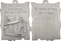 Italia - Medaglia votiva del 29-4-1984 dell'Oratorio della Madonna della Fratta di San Vittore di Cesena - 50X40 mm - Ae argentato - con appiccagnolo...