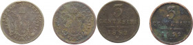 Regno Lombardo-Veneto - Francesco Giuseppe I (1848-1916) - lotto di 2 monete da 3 kreuzer 1852 M e V - Cu

med.BB 

SPEDIZIONE SOLO IN ITALIA - SH...