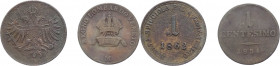 Regno Lombardo Veneto - lotto di 2 monete: 1 centesimo 1834 Milano; 1 centesimo 1862 - Ae

med.MB 

SPEDIZIONE SOLO IN ITALIA - SHIPPING ONLY IN I...
