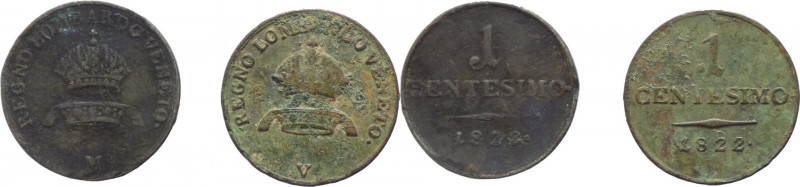 Regno Lombardo-Veneto - Francesco II (1792-1835) - lotto di 2 monete da 1 centes...