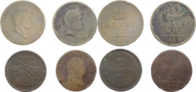 Zecche Italiane - Lotto di 4 monete composto da: Ferdinando IV (1759-1816) - 8 tornesi 1816; Ferdinando II (1830-1859) - 10 tornesi 1840 e 1854; Pio I...