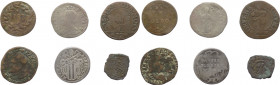 Zecche Italiane - Lotto di 6 monete composto da: Ferrara - quattrino a nome di Paolo V, Borghese (1605-1621) e muraiola da 2 baiocchi a nome di Clemen...