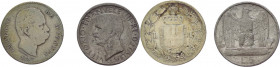 Regno d'Italia - lotto di 2 monete: Umberto I (1878-1900) - 1 lira 1887 M; Vittorio Emanuele III (1900-1943) - 5 lire 1927 FALSO D'EPOCA - metalli var...