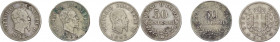 Regno d'Italia - Vittorio Emanuele II (1861-1878) - Lotto di 3 monete: 50 centesimi 1863 M Valore; 50 centesimi 1863 M Stemma; 50 centesimi 1867 N - A...