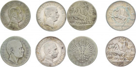 Regno d'Italia - Vittorio Emanuele III (1900-1943) - Lotto di 4 monete composto da n.1 da 1 Lira "Aquila Sabauda" 1902 ; n.2 da 1 Lira "Quadriga Veloc...