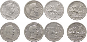 Regno d'Italia - Vittorio Emanuele III (1900-1943) - Lotto di 4 esemplari composto da n.1 da 2 Lire 1914 "Quadriga Briosa" ; n.2 da 2 Lire 1915 "Quadr...