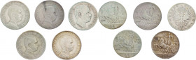 Regno d'Italia - Vittorio Emanuele III (1900-1943) - Lotto di 5 monete composto da n.1 da 1 Lira "Aquila Sabauda" 1902 ; n.2 da 1 Lira "Quadriga Veloc...