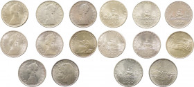 Repubblica Italiana - Monetazione in Lire (1946-2001) - Lotto di 8 esemplari composto da n.6 da 500 Lire "Caravelle", anni 1959, 1960, 1961, 1964, 196...