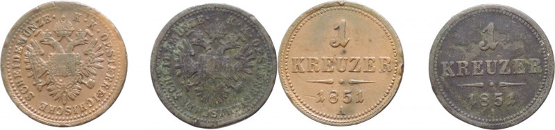 Austria - Francesco Giuseppe I (1848-1916) - lotto di 2 kreuzer 1851 A - Cu

m...