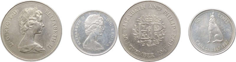 Elisabetta II (dal 1952) - lotto di 2 monete: Gran Bretagna 25 new pence 1972; C...