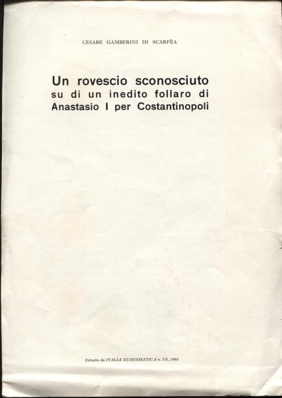 GAMBERINI di SCARFEA C. – Un rovescio sconosciuto su di un follaro di Anastasio ...