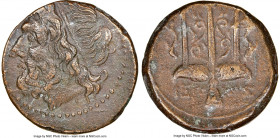 SICILY. Syracuse. Hieron II (ca. 275-215 BC). AE litra (20mm, 10h). NGC XF. Head of Poseidon left, wearing taenia / ΙΕΡΩ-ΝΟΣ, trident head, dolphin sw...