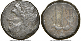 SICILY. Syracuse. Hieron II (ca. 275-215 BC). AE litra (18mm, 2h). NGC Choice VF. Head of Poseidon left, wearing taenia / ΙΕΡΩ-ΝΟΣ / NT (ligate), trid...