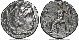 MACEDONIAN KINGDOM. Philip III Arrhidaeus (323-317 BC). AR drachm (17mm, 11h). NGC Choice XF, brushed. Colophon, ca. 323-319 BC. Head of Heracles righ...