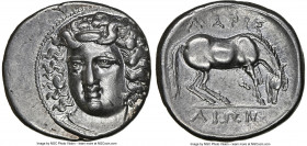 THESSALY. Larissa. 4th century BC. AR drachm (20mm, 1h). NGC Choice XF, Fine Style, scuff, brushed. Head of nymph Larissa facing, turned slightly left...