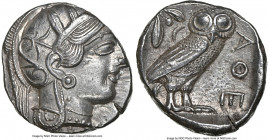 ATTICA. Athens. Ca. 440-404 BC. AR tetradrachm (24mm, 17.17 gm, 2h). NGC Choice AU 4/5 - 5/5. Mid-mass coinage issue. Head of Athena right, wearing ea...