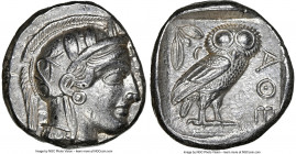 ATTICA. Athens. Ca. 440-404 BC. AR tetradrachm (23mm, 17.18 gm, 1h). NGC AU 5/5 - 4/5, Full Crest. Mid-mass coinage issue. Head of Athena right, weari...
