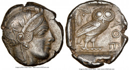 ATTICA. Athens. Ca. 440-404 BC. AR tetradrachm (24mm, 17.10 gm, 7h). NGC AU 5/5 - 4/5. Mid-mass coinage issue. Head of Athena right, wearing earring, ...