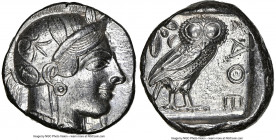 ATTICA. Athens. Ca. 440-404 BC. AR tetradrachm (24mm, 17.06 gm, 3h). NGC AU 4/5 - 4/5. Mid-mass coinage issue. Head of Athena right, wearing earring, ...