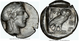 ATTICA. Athens. Ca. 440-404 BC. AR tetradrachm (26mm, 17.17 gm, 7h). NGC AU 3/5 - 3/5, brushed. Mid-mass coinage issue. Head of Athena right, wearing ...