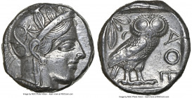 ATTICA. Athens. Ca. 440-404 BC. AR tetradrachm (22mm, 17.18 gm, 3h). NGC XF 5/5 - 4/5. Mid-mass coinage issue. Head of Athena right, wearing earring, ...