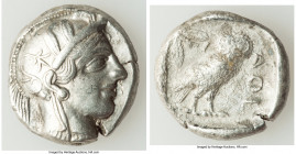 ATTICA. Athens. Ca. 440-404 BC. AR tetradrachm (25mm, 17.05 gm, 2h). VF. Mid-mass coinage issue. Head of Athena right, wearing earring, necklace, and ...