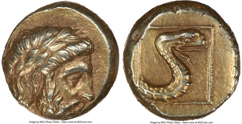 LESBOS. Mytilene. Ca. 377-326 BC. EL sixth-stater or hecte (11mm, 2.55 gm, 11h)....