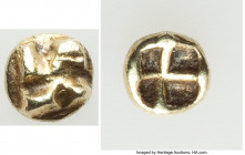 IONIA. Uncertain mint. Ca. 625-600 BC. EL 1/24 stater or myshemihecte (6mm, 0.44 gm). Choice XF. Raised tetraskelion pattern / Quadripartite incuse sq...