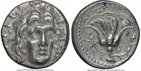CARIAN ISLANDS. Rhodes. Ca. 250-200 BC. AR didrachm (18mm, 11h). NGC Choice XF, brushed. Agesidamus, magistrate, ca. 250-229 BC. Radiate head of Helio...