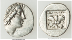 CARIAN ISLANDS. Rhodes. Ca. 88-84 BC. AR drachm (15mm, 2.10 gm, 11h). Choice VF. Plinthophoric standard, Philostratus, magistrate. Radiate head of Hel...