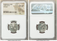 PAMPHYLIA. Side. Ca. 380-333 BC. AR stater (21mm, 11h). NGC Choice VF, brushed. Athena standing left, Nike right in right hand, left hand on grounded ...