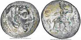 PHOENICIA. Aradus. Ca. 245-165 BC. AR/AE tetradrachm (21mm, 11h). NGC XF. Ancient forgery of posthumous issue in the name and types of Alexander III t...
