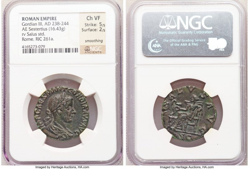 Gordian III (AD 238-244). AE sestertius (27mm, 16.43 gm, 1h). NGC Choice VF 5/5 ...