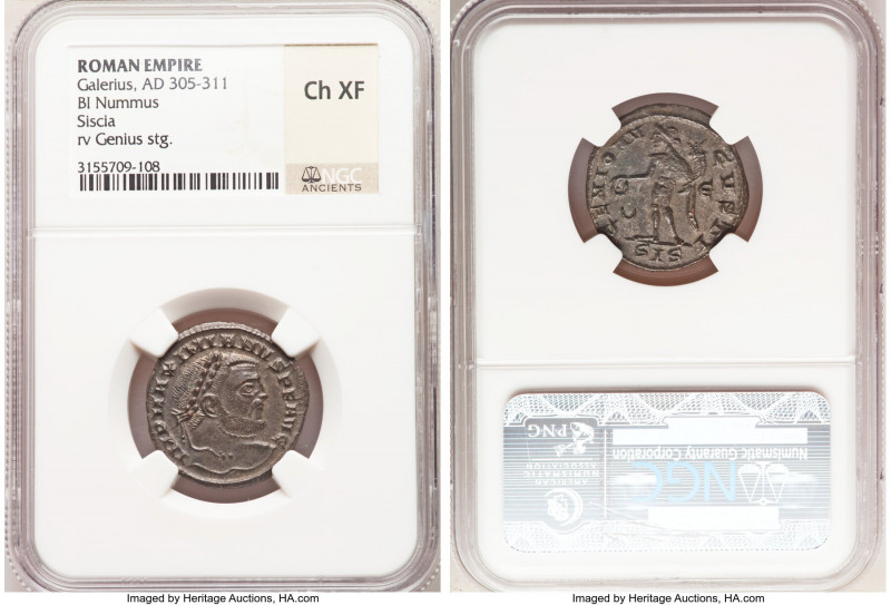 Galerius, as Augustus (AD 305-311). AE follis or BI nummus (23mm, 6h). NGC Choic...