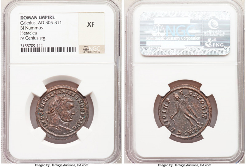 Galerius, as Augustus (AD 305-311). AE follis or BI nummus (27mm, 11h). NGC XF. ...