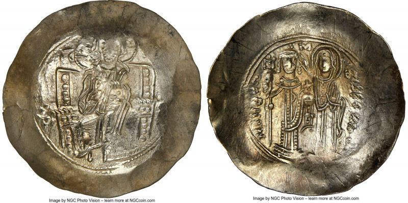 Manuel I Comnenus (AD 1143-1180). EL aspron trachy (33mm,4.37gm 6h). NGC MS 4/5 ...