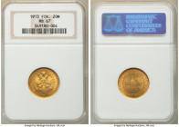 Russian Duchy. Nicholas II gold 20 Markkaa 1913-S MS67 NGC, Helsinki mint, KM9.2. AGW 0.1867 oz. 

HID09801242017

© 2022 Heritage Auctions | All ...
