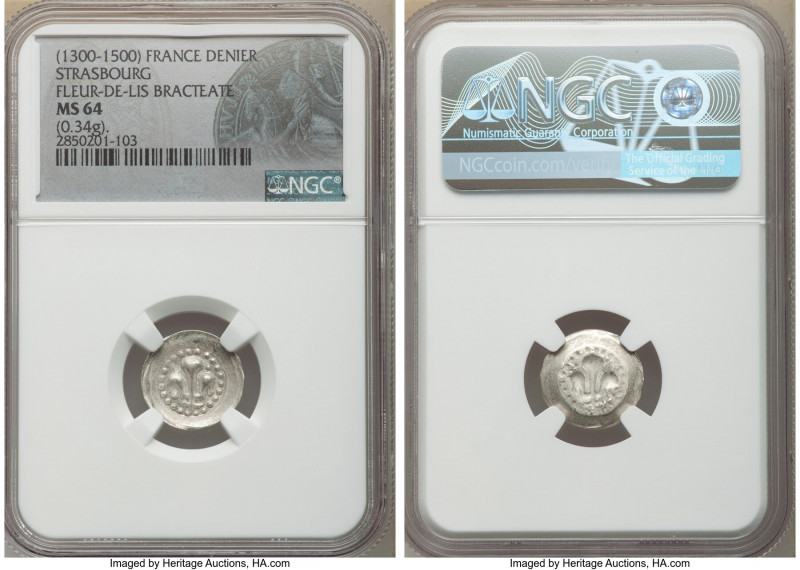 Strasbourg. Anonymous Pair of Certified Assorted Deniers NGC, 1) (Fleur-de-Lis B...