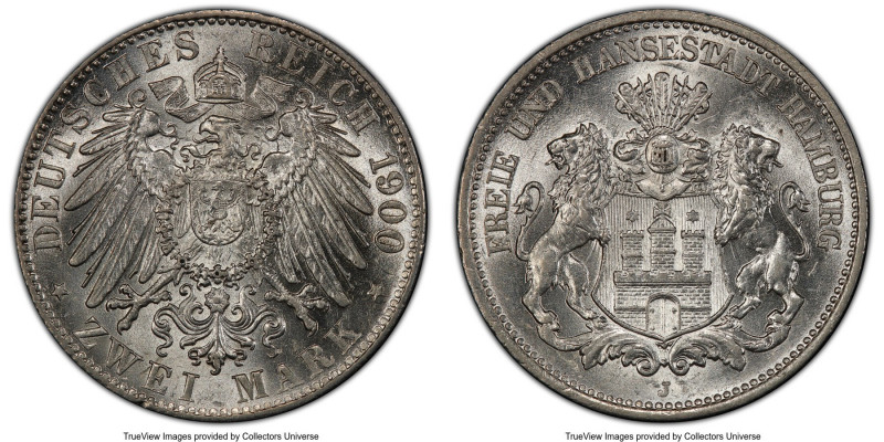 Hamburg. Free City 2 Mark 1900-J MS64 PCGS, Hamburg mint, KM612, J-93. Blast whi...