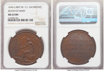 William & Mary bronze "Death of Mary" Medal 1694 MS63 Brown NGC, Eimer-363, MI-121/364. 40mm. By James & Norbert Roettier. O GRAVE WHERE IS THY VICTOR...