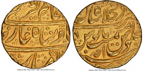 Mughal Empire. Ahmad Shah Bahadur gold Mohur AH 1161 Year 1 (AD 1748/1749) UNC Details (Edge Damage) NGC, Shahjahanabad mint, KM449.12. 

HID0980124...