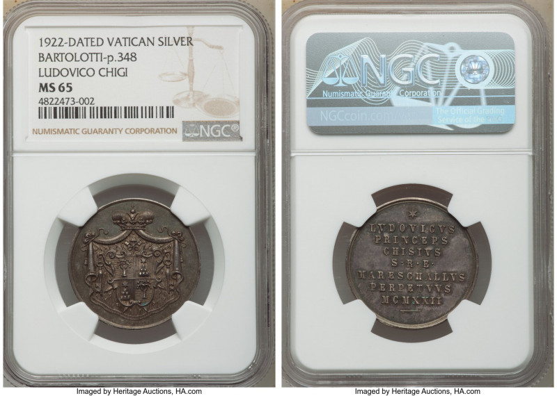 "Ludovico Chigi" silver Medal 1922-Dated MS65 NGC, Bartolotti-pg. 348. 

HID09...