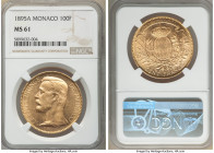 Albert I gold 100 Francs 1895-A MS61 NGC, Paris mint, KM105. Five year type with total mintage of only 85,000 for all years. Attractive design with gl...