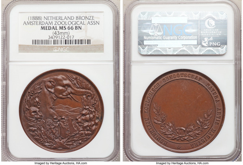 "Amsterdam Zoological Association" bronze Medal ND (1888) MS66 Brown NGC, 43mm. ...