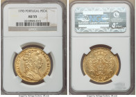 Maria I gold 4 Escudos (Peça) 1793 AU55 NGC, Lisbon mint, KM299. Honey toning on saffron surfaces. AGW 0.4216 oz. 

HID09801242017

© 2022 Heritag...