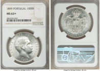 Carlos I 1000 Reis 1899 MS62+ NGC, Lisbon mint, KM540. A truly lovely one year type with argent cartwheel luster. 

HID09801242017

© 2022 Heritag...