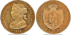 Isabel II gold 10 Escudos 1868(68) MS63 NGC, Madrid mint, KM636.1. Reflective luster. 

HID09801242017

© 2022 Heritage Auctions | All Rights Rese...