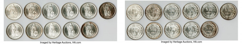Confederation 32-Piece Lot of Uncertified Assorted Francs UNC, 1/2 Francs includ...